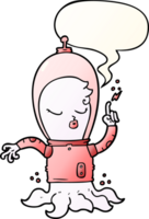 cute cartoon alien and speech bubble in smooth gradient style png