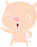 glückliches Cartoon-Schwein im flachen Farbstil png