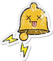 distressed sticker of a cute cartoon ringing bell png