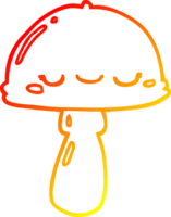 champignon de dessin animé de dessin de ligne de gradient chaud png