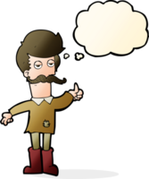 cartoon old man in poor clothes with thought bubble png