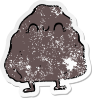 distressed sticker of a cartoon rock png