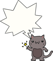 cartoon cat scratching and speech bubble png