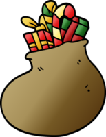 caricatura, garabato, bolsa, de, regalos de navidad png