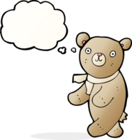 schattig tekenfilm teddy beer met gedachte bubbel png