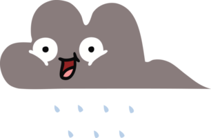 nuage de pluie de tempête de dessin animé rétro couleur plate png