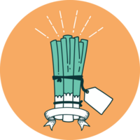 icon of tattoo style bunch of leeks png