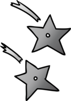 gradient cartoon doodle of ninja throwing stars png