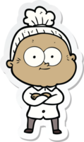 sticker of a cartoon happy old woman png