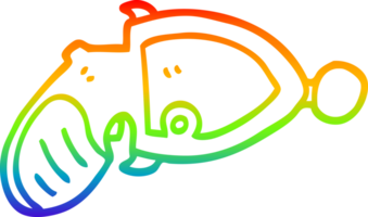 rainbow gradient line drawing of a cartoon ray gun png