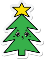 pegatina de un lindo árbol de navidad de dibujos animados png