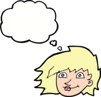 cartoon female face with thought bubble png