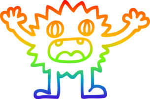 rainbow gradient line drawing of a cartoon funny furry monster png