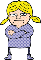 comic book style cartoon grumpy girl png