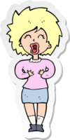 sticker of a cartoon screaming woman png