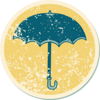 bedrövad klistermärke tatuering stil ikon av ett paraply png