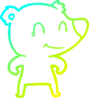 frío degradado línea dibujo de un sonriente oso dibujos animados png