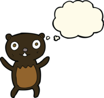 cartoon black bear cub with thought bubble png