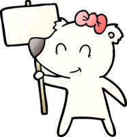 polar bear with protest sign cartoon png