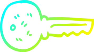 cold gradient line drawing of a cartoon metal key png