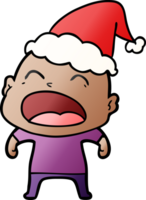 hand drawn gradient cartoon of a shouting bald man wearing santa hat png