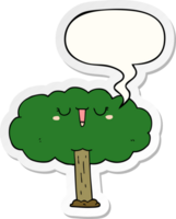 desenho animado árvore com discurso bolha adesivo png