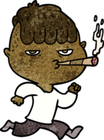 caricaturista fumando mientras corre png