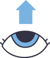 flat color retro cartoon of a eye looking up png