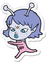 sticker of a pretty cartoon alien girl png