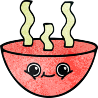 retro grunge texture cartoon of a bowl of hot soup png