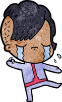 cartoon crying girl wearing space clothes png