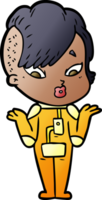 cartoon surprised girl in science fiction clothes png