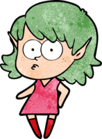 cartoon elf girl staring png