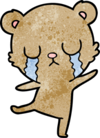 crying cartoon bear doing a sad dance png
