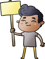 happy cartoon man with sign png