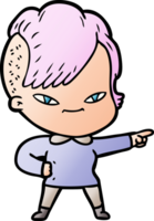 cute cartoon girl with hipster haircut png