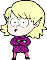 Cartoon-Elf-Mädchen starrt png