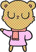 peaceful cartoon bear wearing scarf png