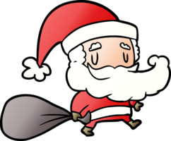 cartoon santa claus carrying sack of presents png