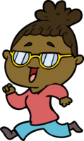 tecknad serie Lycklig kvinna bär glasögon png