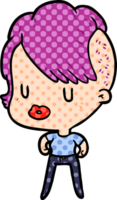 cartoon girl with punk hipster haircut png