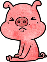 cartoon angry pig sat waiting png