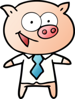 cheerful pig in office clothes png