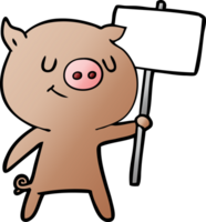porco de desenho animado feliz com cartaz png