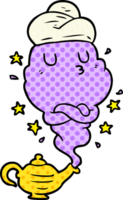 cute cartoon genie rising out of lamp png