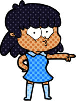 cartoon whistling girl pointing png