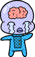 cartoon big brain alien weint png