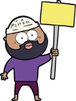 cartoon bearded man with signpost png