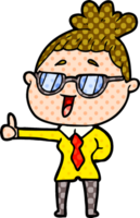 cartoon happy woman wearing spectacles png