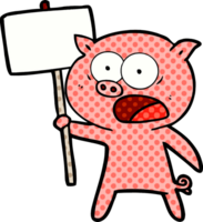 dessin animé cochon qui proteste png